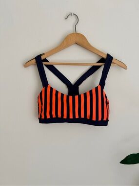 Lululemon Striped Navy & Bright Orange Sports Bra